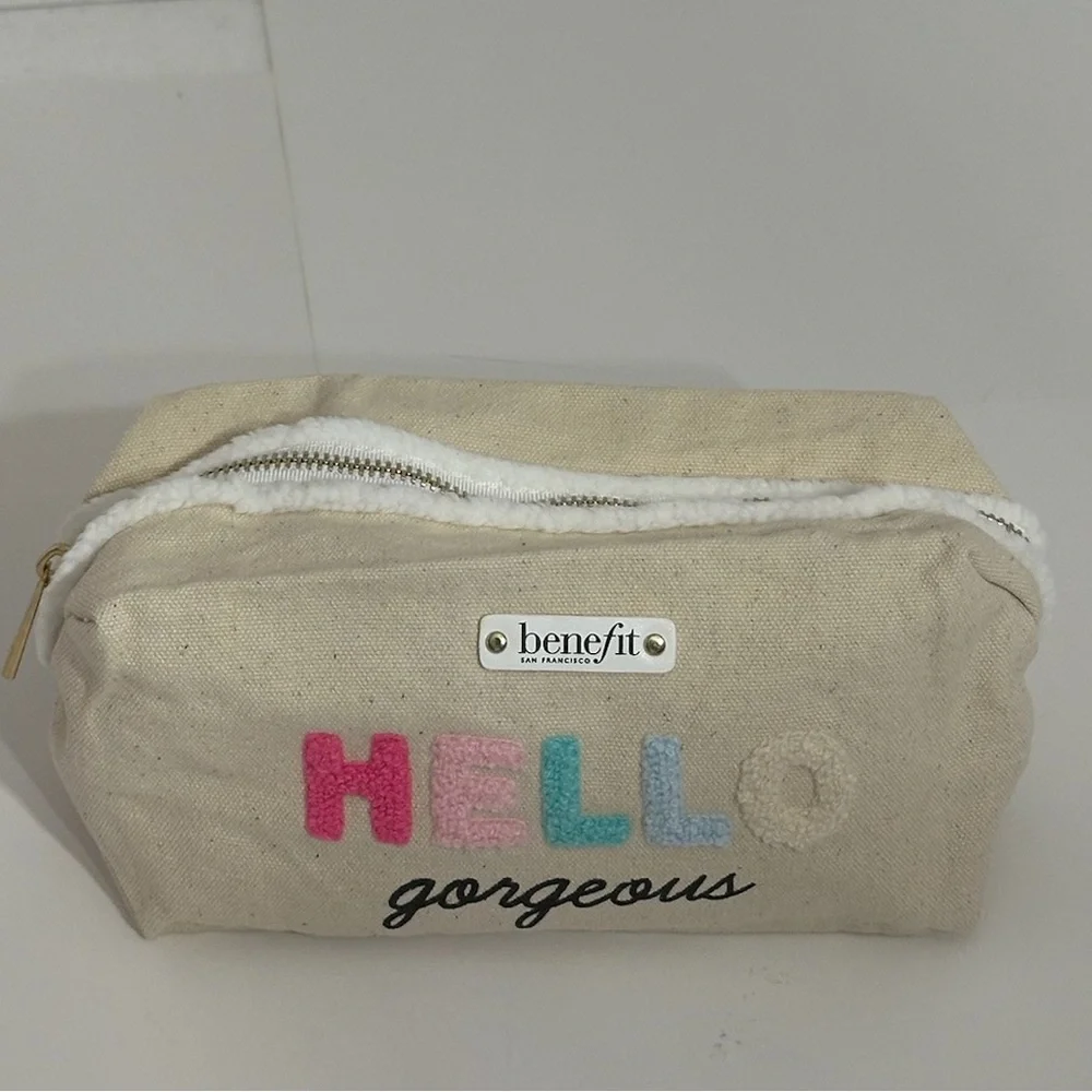 NEW Benefit Cosmetics Hello Gorgeous Canvas Makeup Bag Pouch | Limited Edition